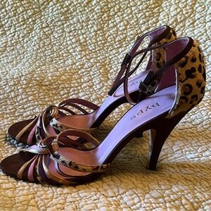 Ladies strappy calfskin heeled sandals by Hype